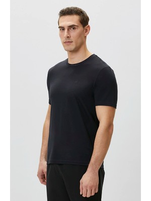 Network Navy Pique Patterned Basic T-Shirt