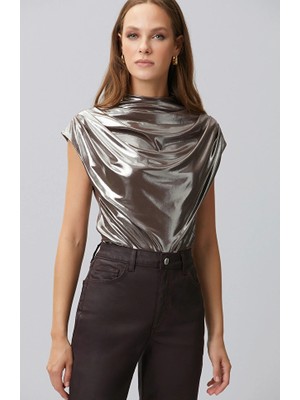 Network Copper Shiny Knit Blouse