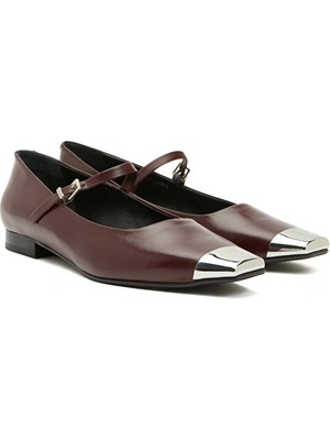 Network Burgundy Leather Ballet Flats