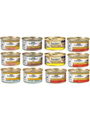 Die Grup Purina Tidy Cats Pro Plan Gourmet Gold Karışık Kedi Konserve Set 12 Adet