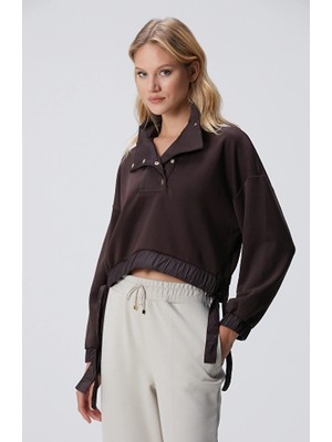 Network N-Tech Brown Snap Button Detail Sweatshirt