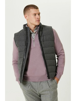 Network Anthracite Wool Blend Puffer Casual Vest