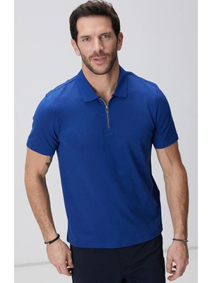 Network N-Tech Royal Blue Polo Collar Mercerized T-Shirt
