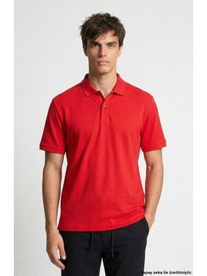 Network Red Polo Collar Pique T-Shirt
