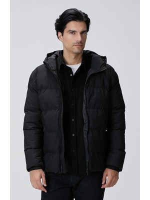 Network Black Hooded Puffer Jacket