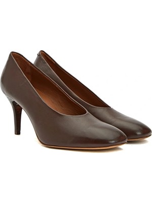 Network Brown Women's Leather Heeled Shoes