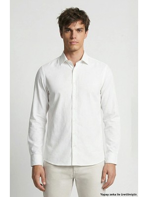 Network Comfort Off-White Linen Blend Shirt