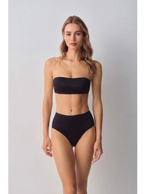Suwen Black Invisible Hold Up Strapless Laser Cut No-Show Full Support Bra