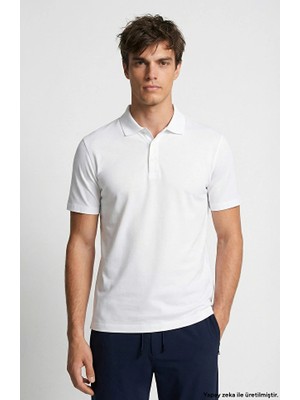 Network Non-Iron Polo Collar White T-Shirt