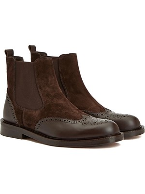 Network Brown Men's Leather Suede Chelsea Boots