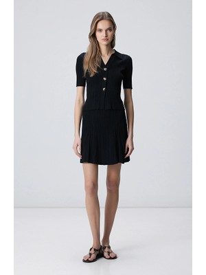 Network Black Ruffled Knit Skirt