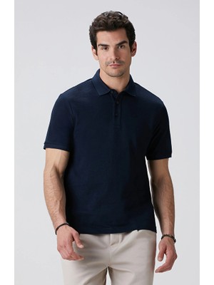 Network Navy Polo Collar Jacquard T-Shirt