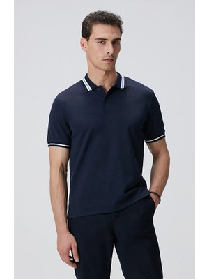 Network Navy Polo Collar Knit T-Shirt