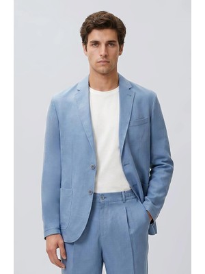 Network Blue Linen Blend Lyocell Blazer