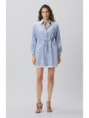 Network Blue And White Striped Mini Dress