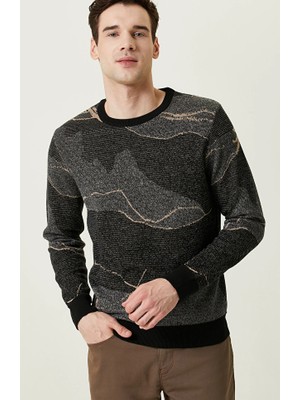 Network Black Anthracite Camouflage Patterned Knit Sweater