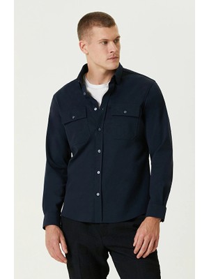 Network Navy Double-Pocket Shirt