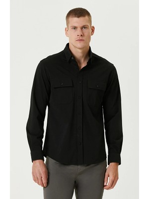 Network Black Double Pocket Knit Shirt