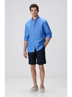 Network Navy Linen Shorts