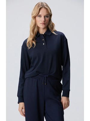 Network Navy Metal Button Sweatshirt