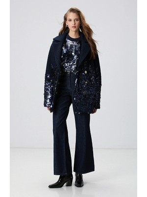 Network Dark Indigo Blue Wide-Leg Denim Pants