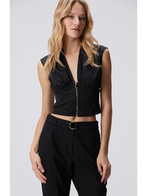 Network Black Taffeta Blouse