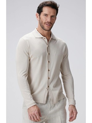 Network Limited Beige Silk Blend Knit Shirt