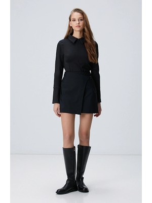 Network N-Tech Black Buckle Detail Mini Skirt