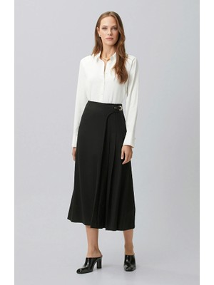 Network Black Pleated Midi Skirt