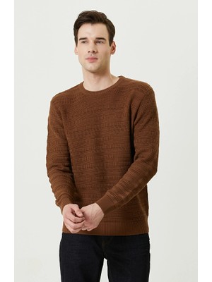 Network Caramel Patterned Knit Sweater