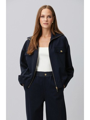 Network Navy Striped Glitter Sweatshirt
