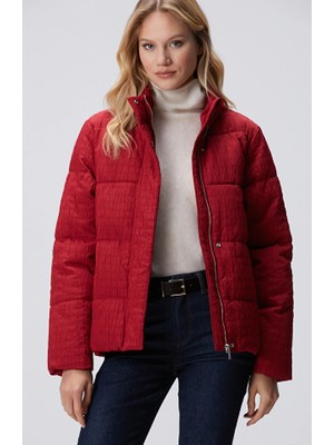 Network Burgundy Patterned Coat