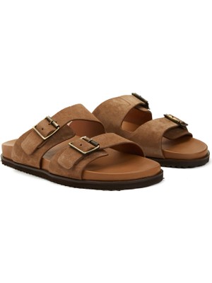 Divarese Dıvarese Tan Men's Suede Slippers