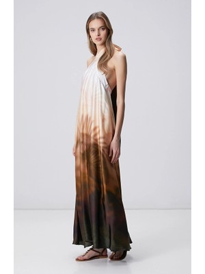 Network Limited Bronze Patterned Evening Dress