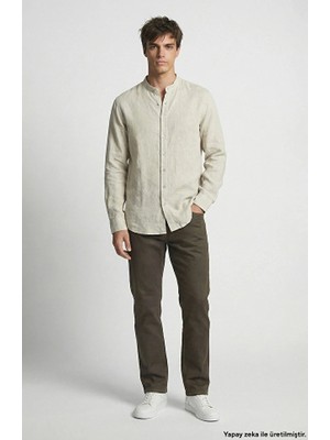 Network Comfort Mandarin Collar Linen Shirt