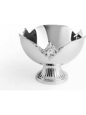 LuckyArt Lucky Art Decorative Crown-Engraved Footed Stainless Steel Serving Bowl 16 cm