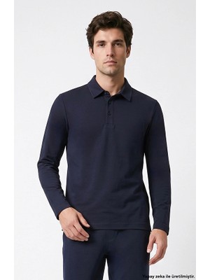 Network Navy Polo Collar Interlock T-Shirt