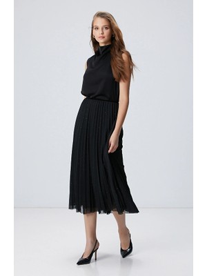 Network Black Sequined Tulle Midi Skirt