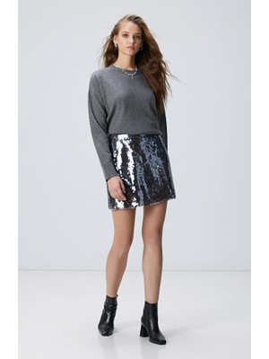 Network Anthracite Sequined Mini Skirt
