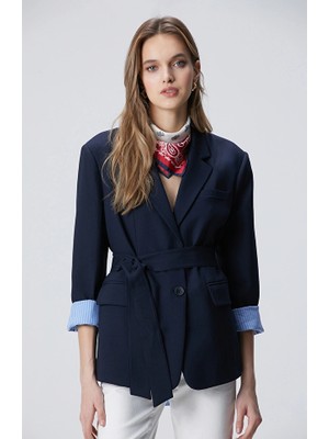 Network Navy Belted Waist Jacket