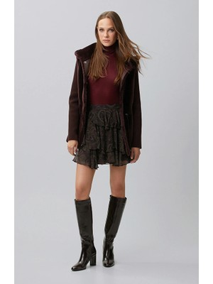 Network Plum Patterned Chiffon Mini Skirt