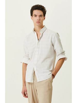 Network Beige Striped Pocketless Shirt