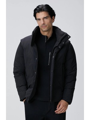 Network Black Puffer Jacket Convertible To Vest