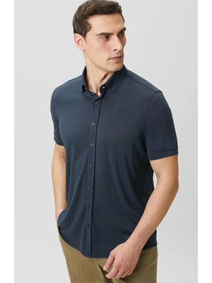 Network Navy Short Sleeve Comfort Knit Shirt