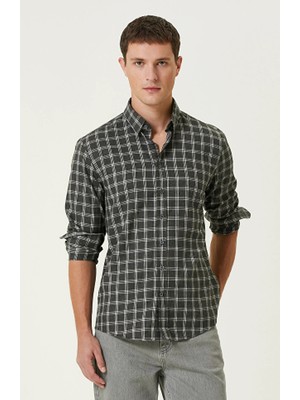 Network Grey Melange Plaid Pattern Shirt