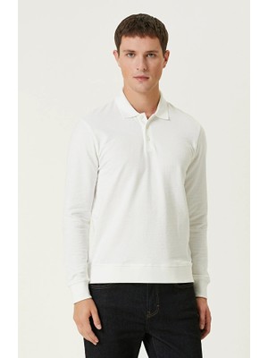 Network Off-White Polo Collar Sweatshirt