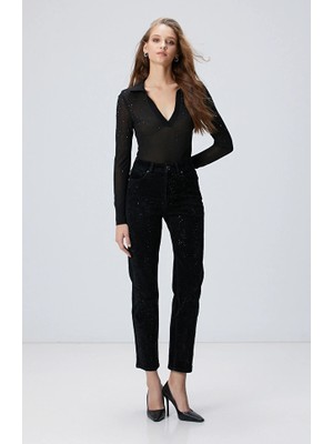 Network Black Velvet Denim Pants