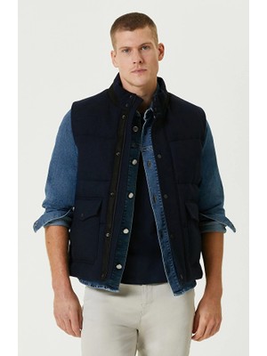 Network Navy Wool Blend Puffer Casual Vest
