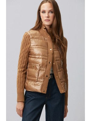 Network Camel Knit-Sleeve Jacket