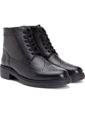 Divarese Dıvarese Black Stud Detail Men's Leather Boots